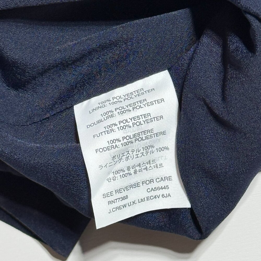 J. Crew Navy Short Sleeve Pin Tuck Pleated Chiffon Fully Lined Shift Dress Size4 - Picture 5 of 5